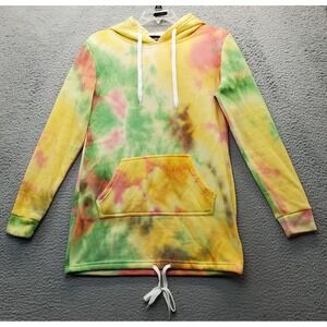 Bamboo Sports Hoodie Women's L Multi Tie Dye Fleece Lined Long Sleeve Drawstring